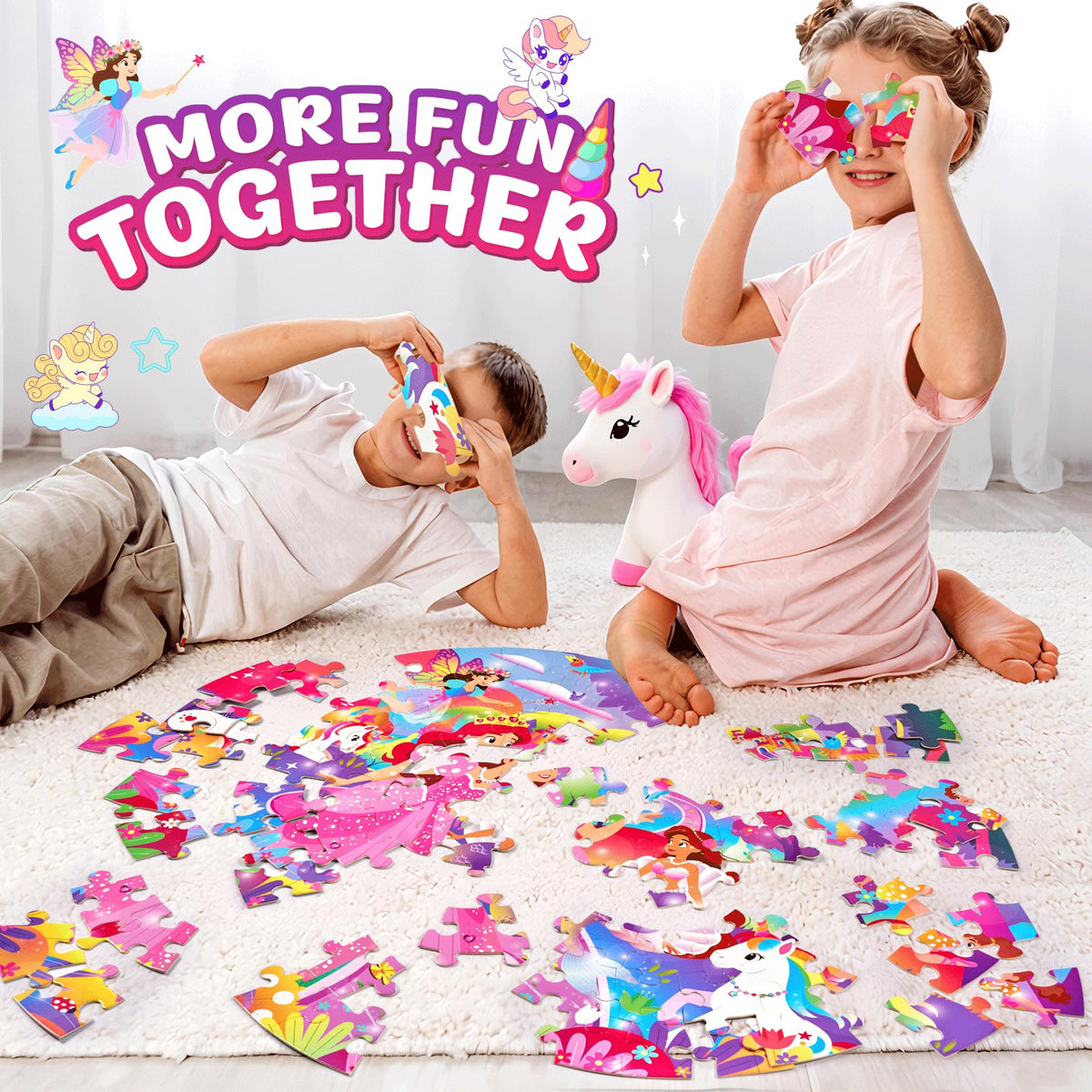 MENG YANG Unicorn Floor Puzzle – 70-Piece Jumbo Gift for Girls 4-6