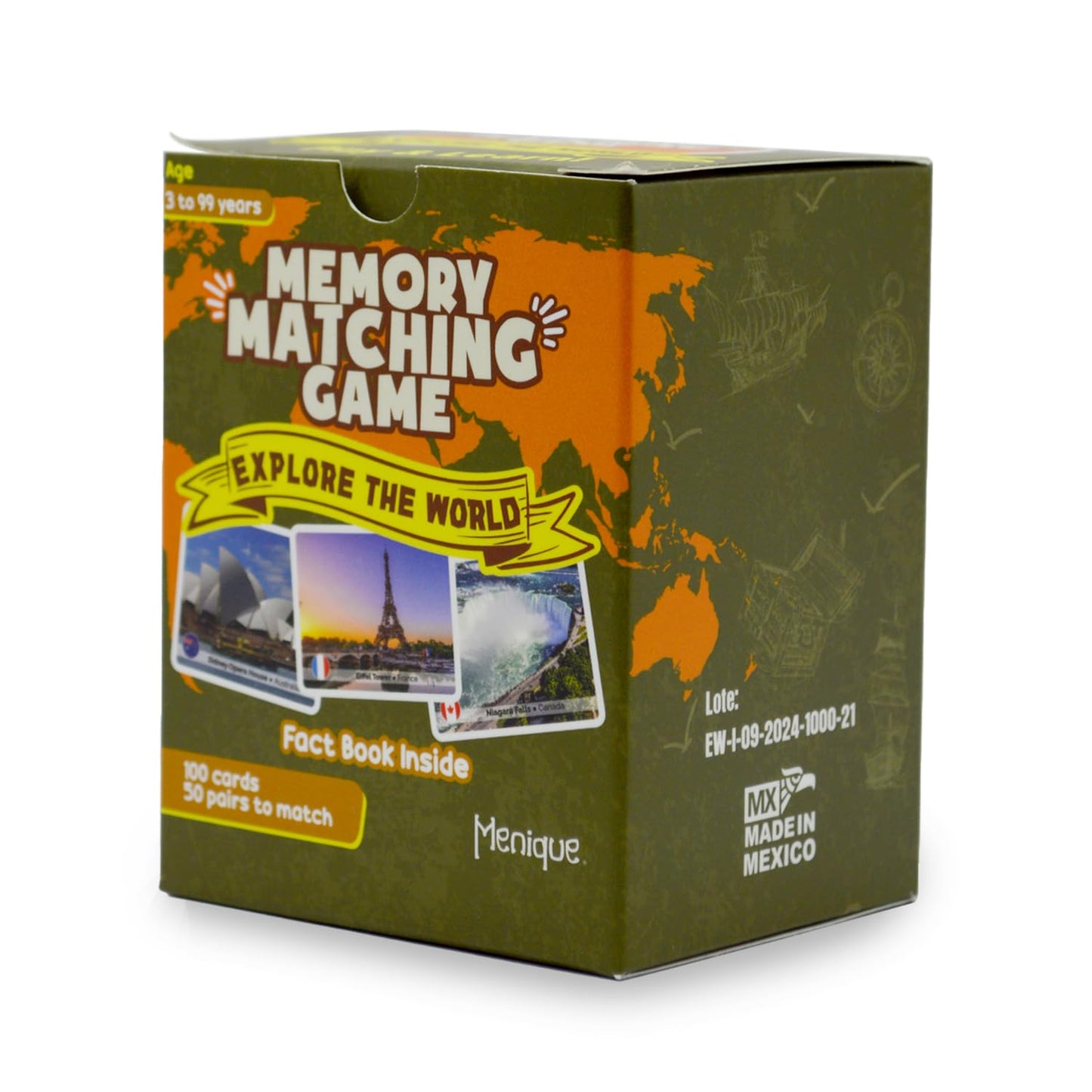 Menique Explore The World Memory Matching Game – 100 Cards, 50 Landmark Pairs