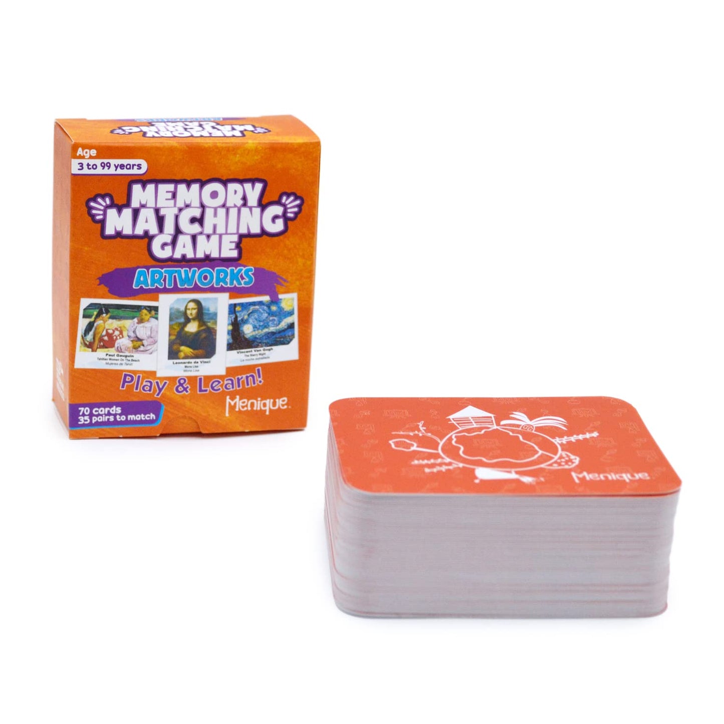 Menique Memory Matching Game – 70 Cards, 35 Pairs – Bilingual Art Game for Adults & Kids