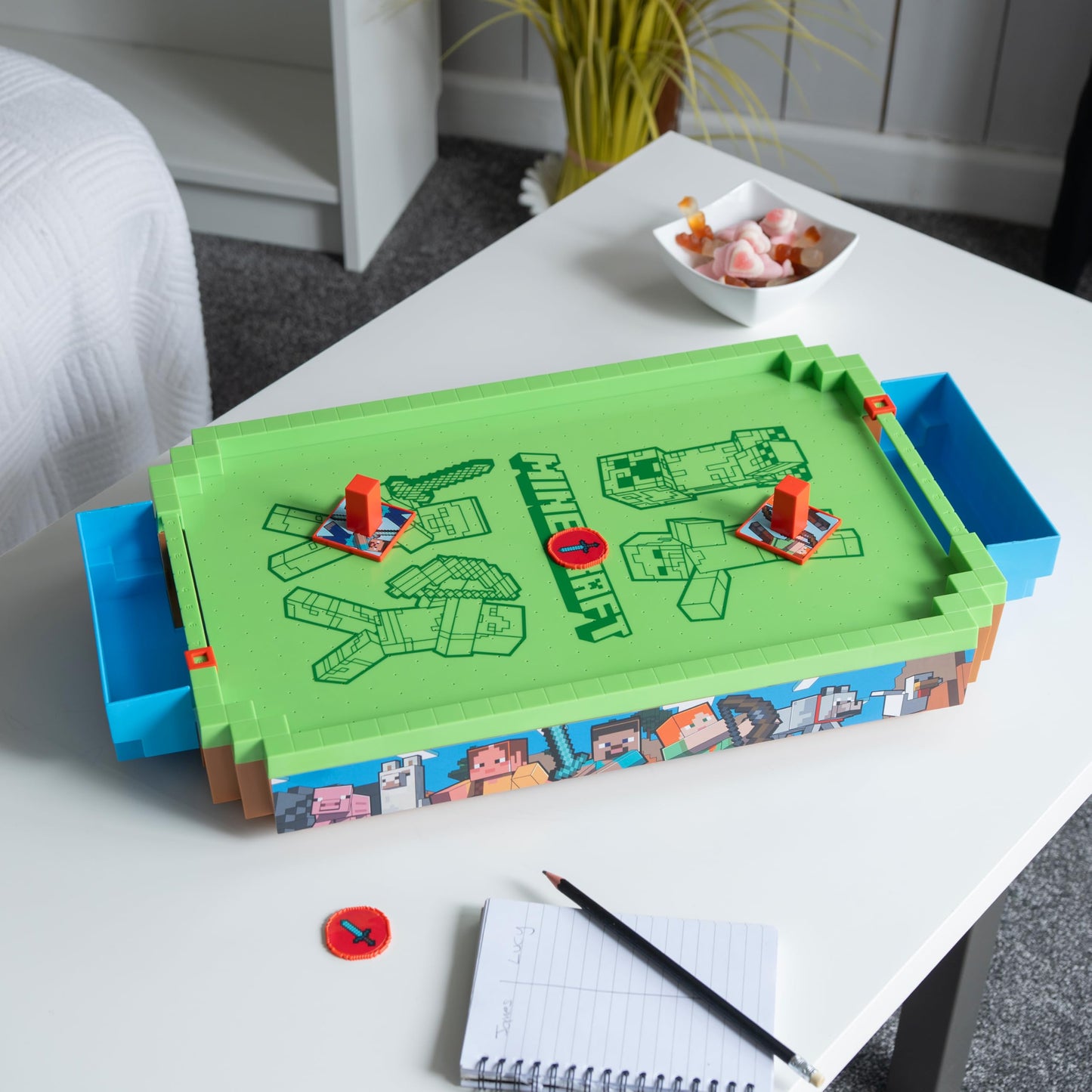 Menkind Minecraft Arcade Air Hockey – Overworld Premium 21-Inch Tabletop, 2-Player