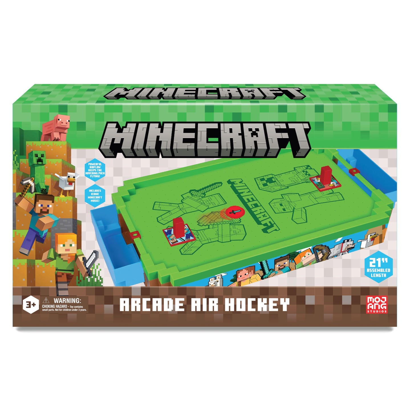 Menkind Minecraft Arcade Air Hockey – Overworld Premium 21-Inch Tabletop, 2-Player