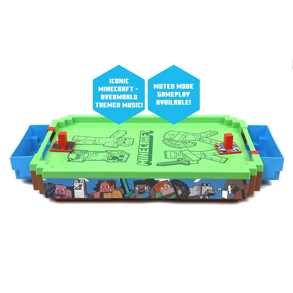 Menkind Minecraft Arcade Air Hockey – Overworld Premium 21-Inch Tabletop, 2-Player