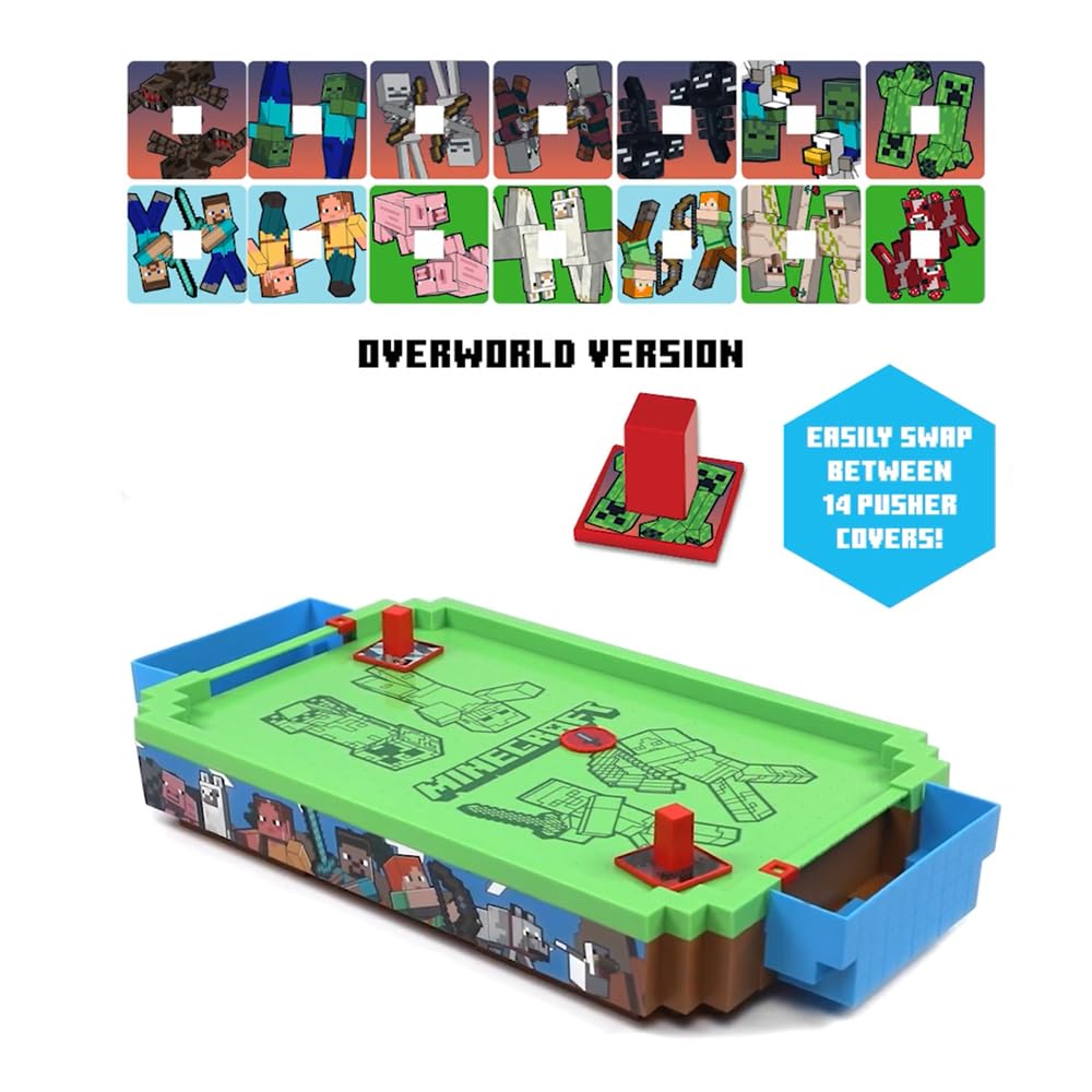 Menkind Minecraft Arcade Air Hockey – Overworld Premium 21-Inch Tabletop, 2-Player
