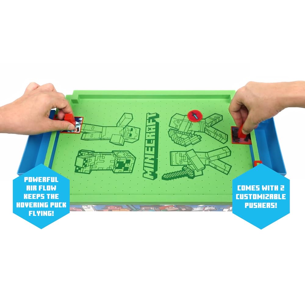 Menkind Minecraft Arcade Air Hockey – Overworld Premium 21-Inch Tabletop, 2-Player
