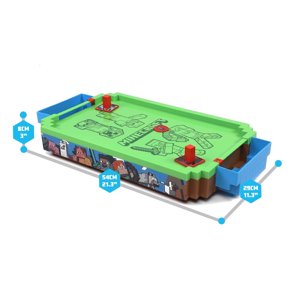 Menkind Minecraft Arcade Air Hockey – Overworld Premium 21-Inch Tabletop, 2-Player
