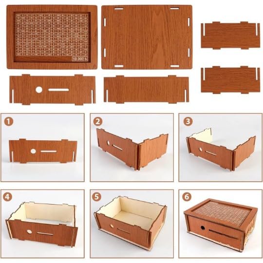 Menlanxan 10000 Savings Box – Wooden Cash Vault with Counting Tool