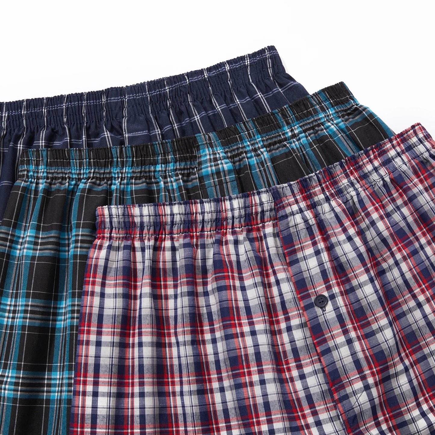 Men’s 10pcs Cotton Boxer Shorts – Plaid & Striped Underwear