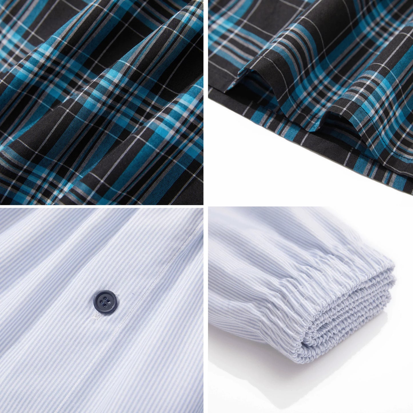 Men’s 10pcs Cotton Boxer Shorts – Plaid & Striped Underwear