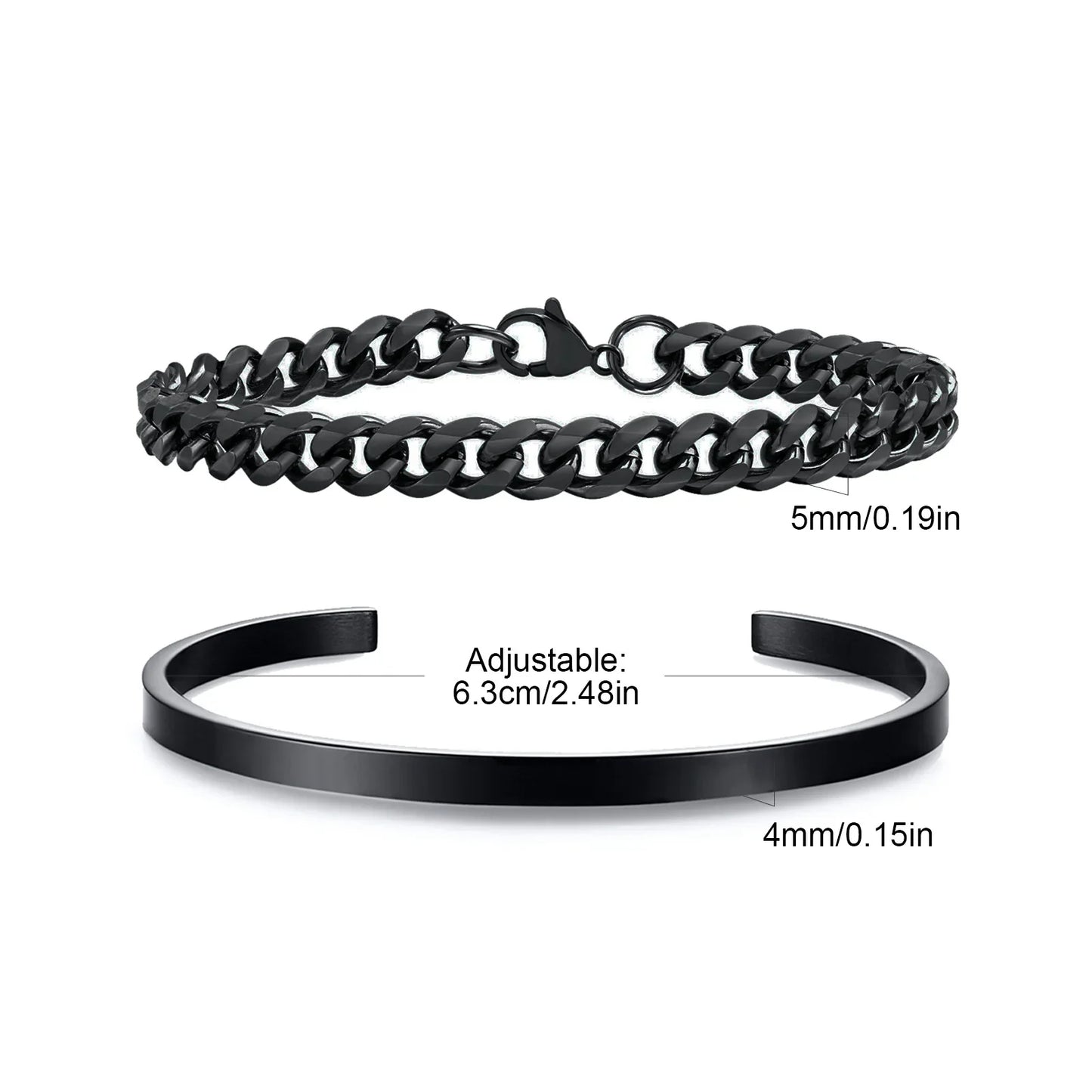Men’s 5mm Cuban Chain Bracelet – Waterproof Stainless Steel