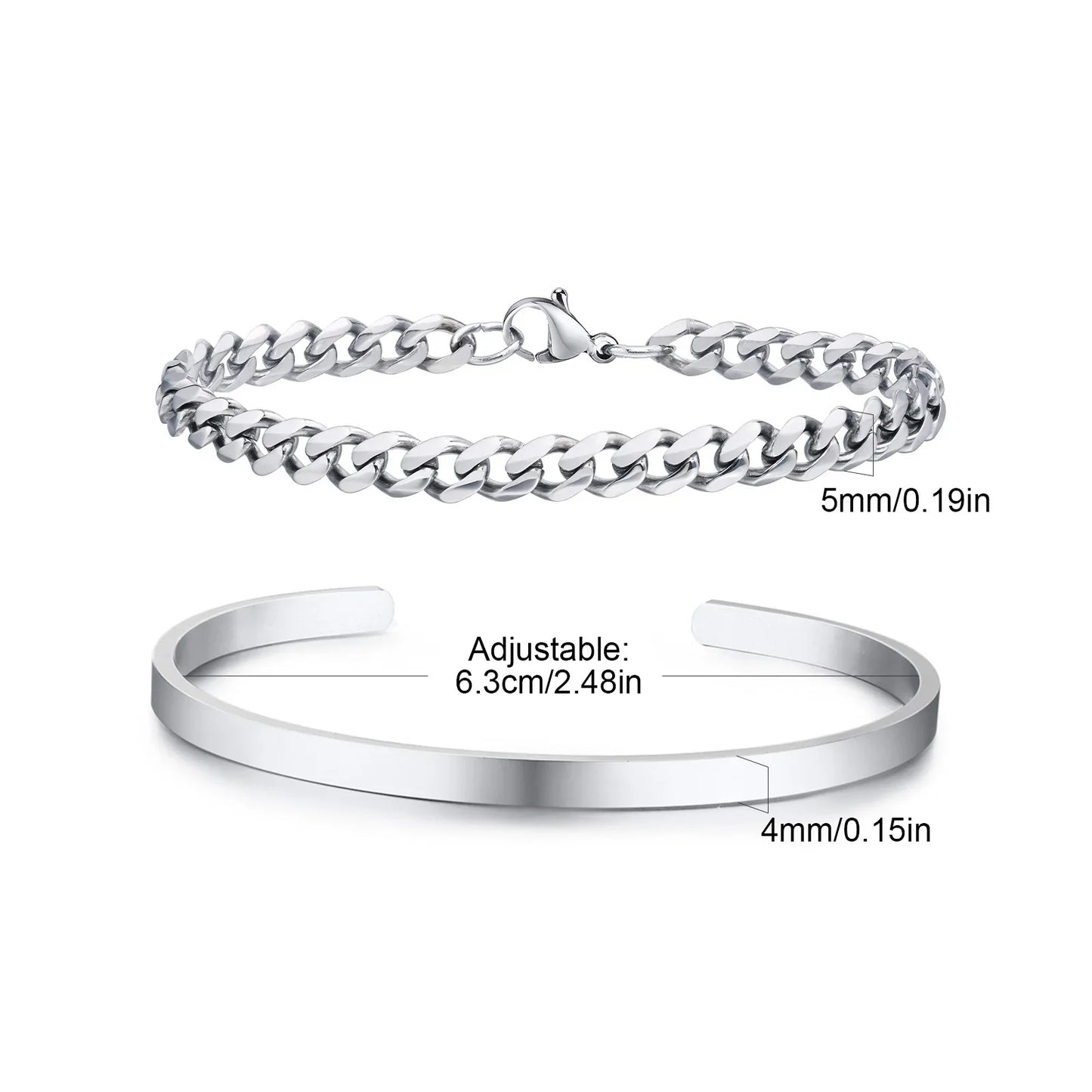 Men’s 5mm Cuban Chain Bracelet – Waterproof Stainless Steel