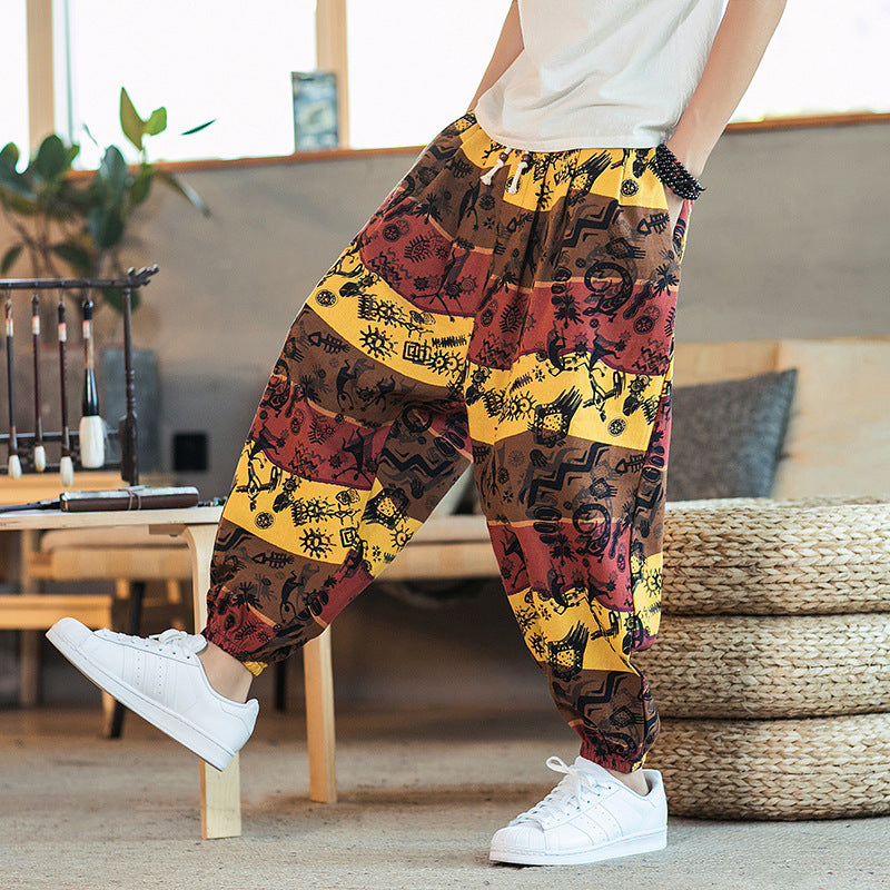 Men's Cotton and Linen Casual Plus Size Crotch Bloomers