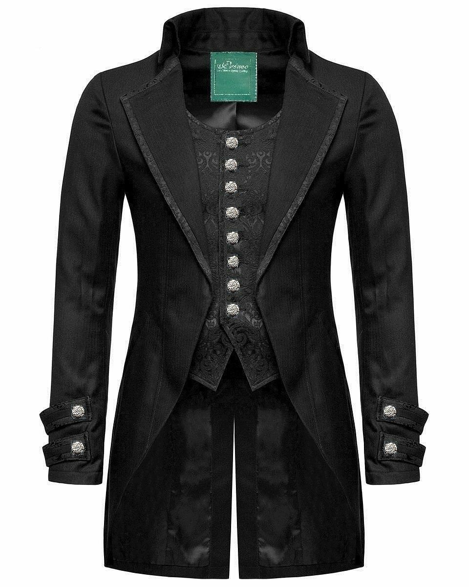 Mens Gothic Morning Jacket Tailcoat Black Steampunk Victorian
