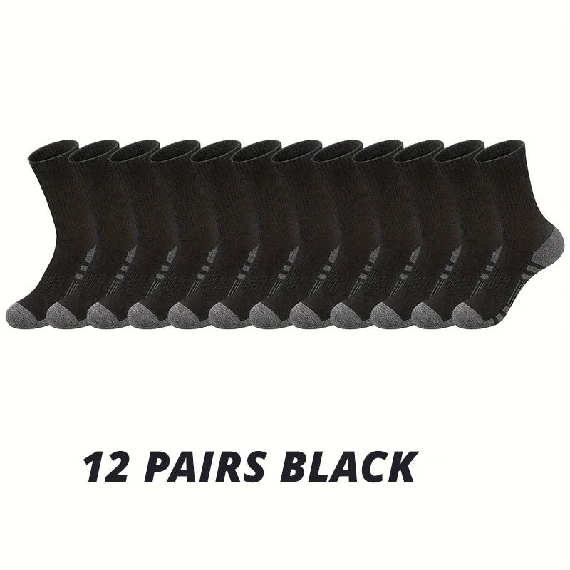 Men’s Gym & Outdoor Socks – 6 or 12 Pairs Soft Grip Crew
