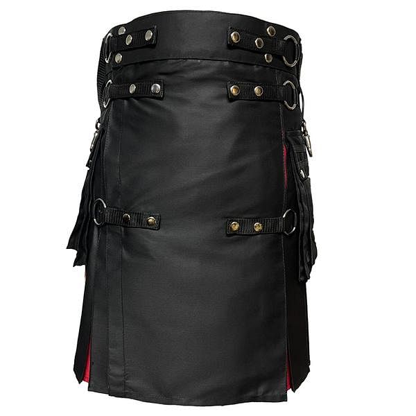 Men's Rainbow Hybrid Kilt Nylon Straps Black Cotton Scottish Utility