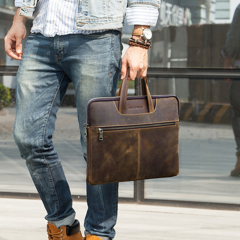 Men's Retro Horse Leather Laptop Bag