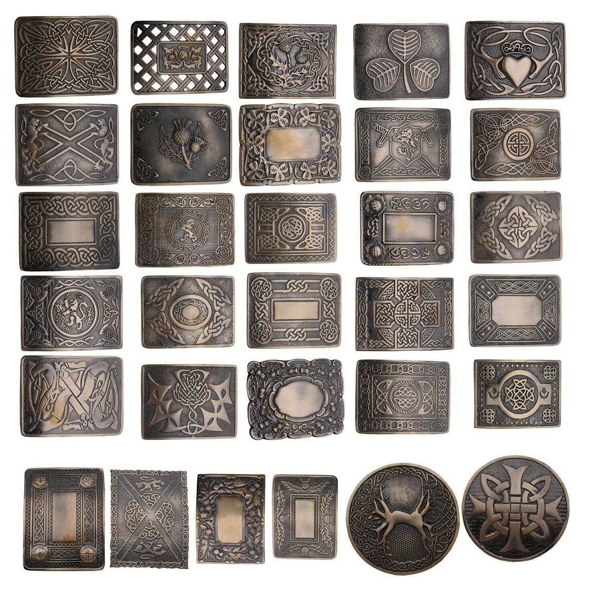 Men's Scottish Kilt Belt Antique Buckles - Celtic Designs Buckles