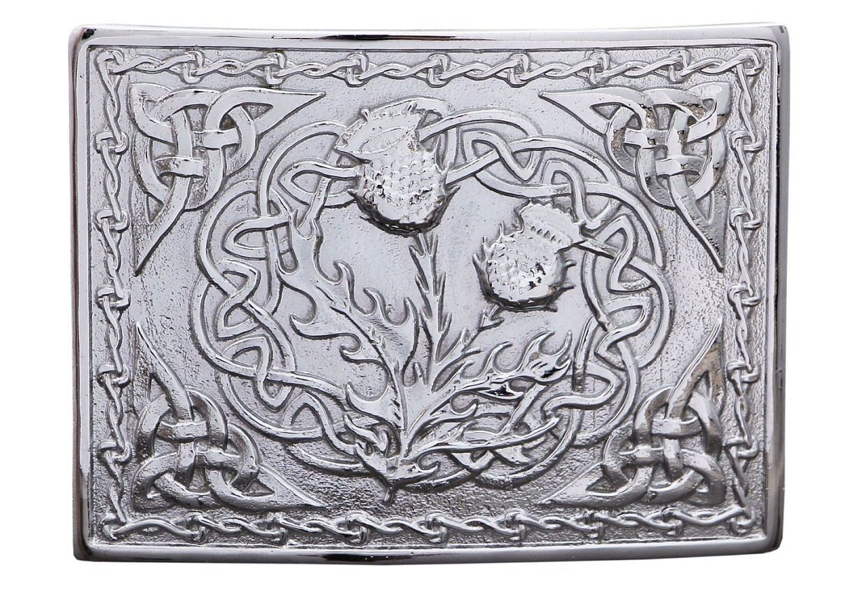 Men's Scottish Kilt Belt Buckles - Celtic Designs Chrome Buckles
