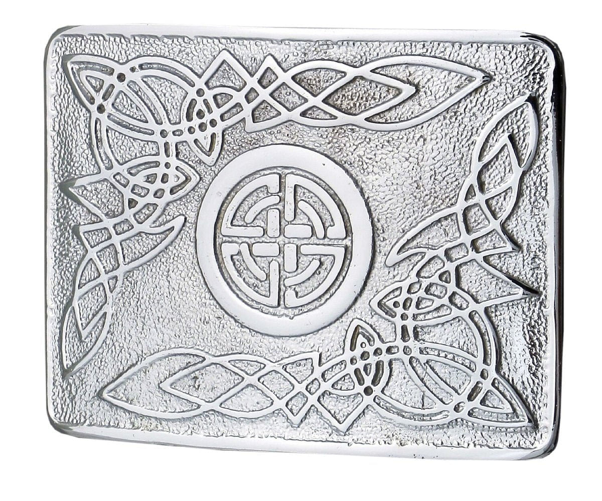 Men's Scottish Kilt Belt Buckles - Celtic Designs Chrome Buckles