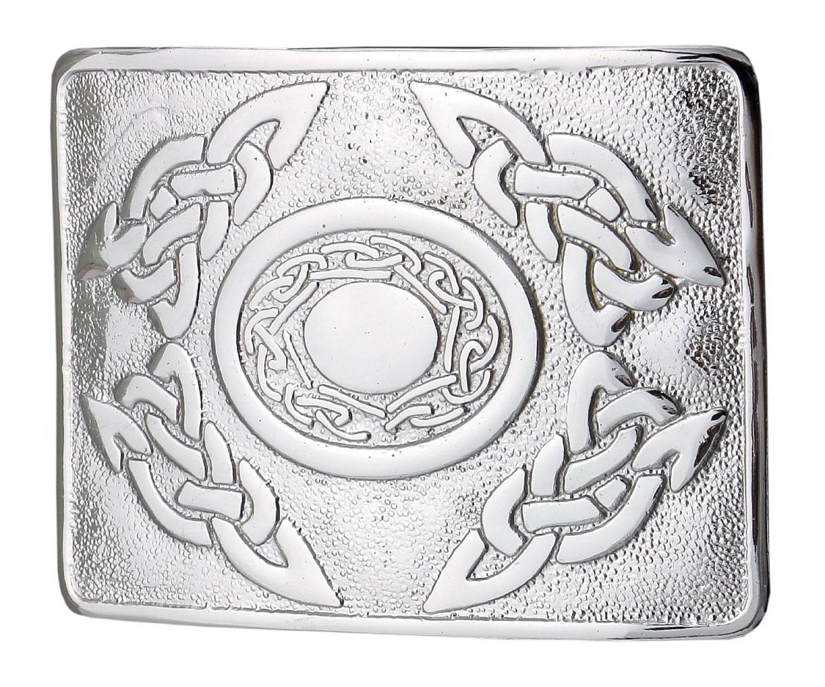Men's Scottish Kilt Belt Buckles - Celtic Designs Chrome Buckles