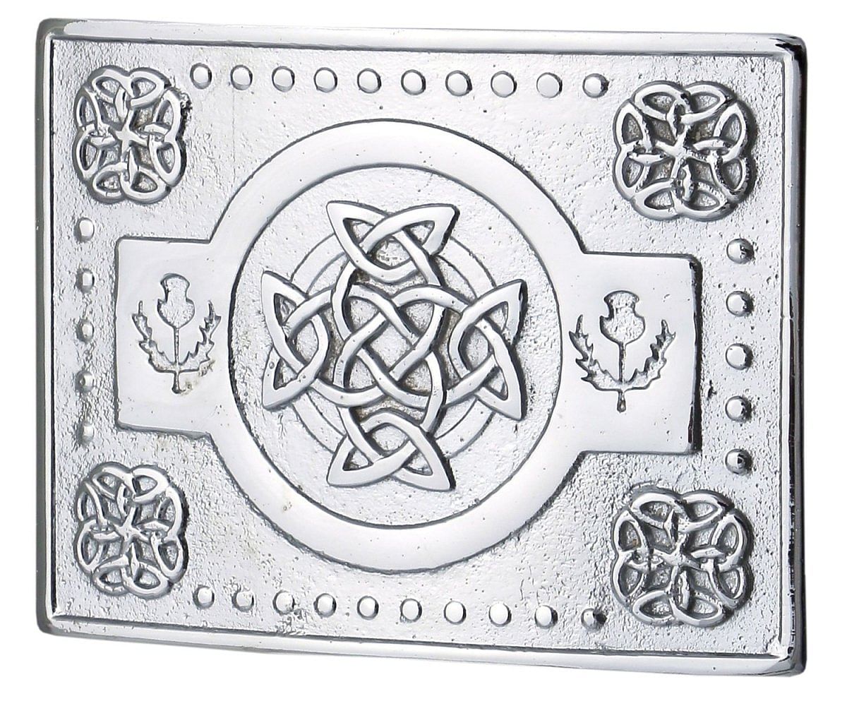 Men's Scottish Kilt Belt Buckles - Celtic Designs Chrome Buckles