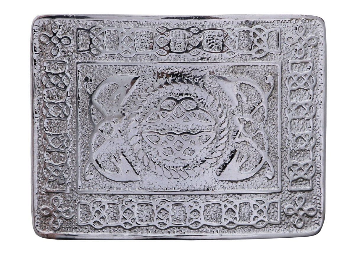 Men's Scottish Kilt Belt Buckles - Celtic Designs Chrome Buckles