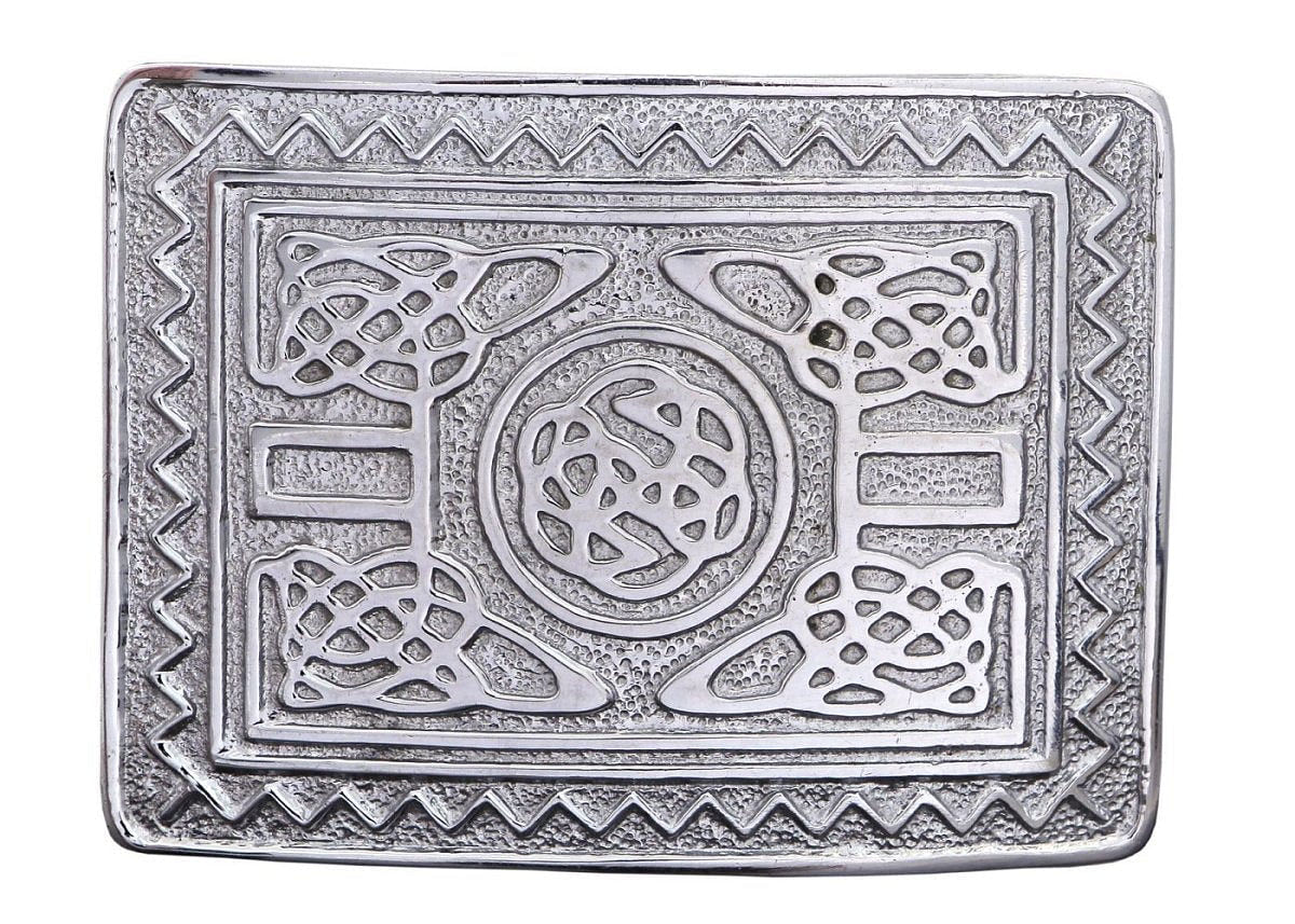 Men's Scottish Kilt Belt Buckles - Celtic Designs Chrome Buckles