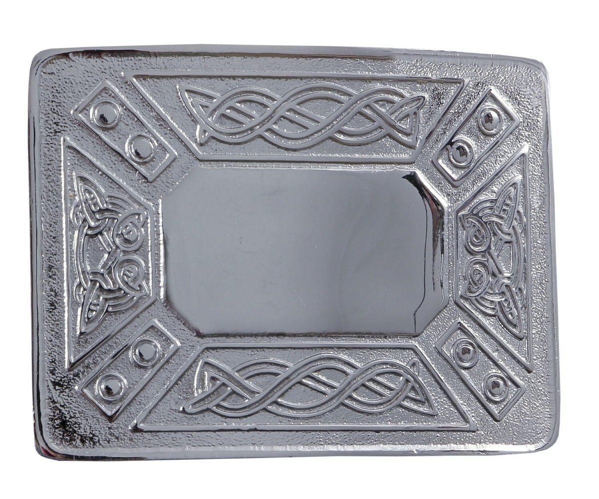 Men's Scottish Kilt Belt Buckles - Celtic Designs Chrome Buckles