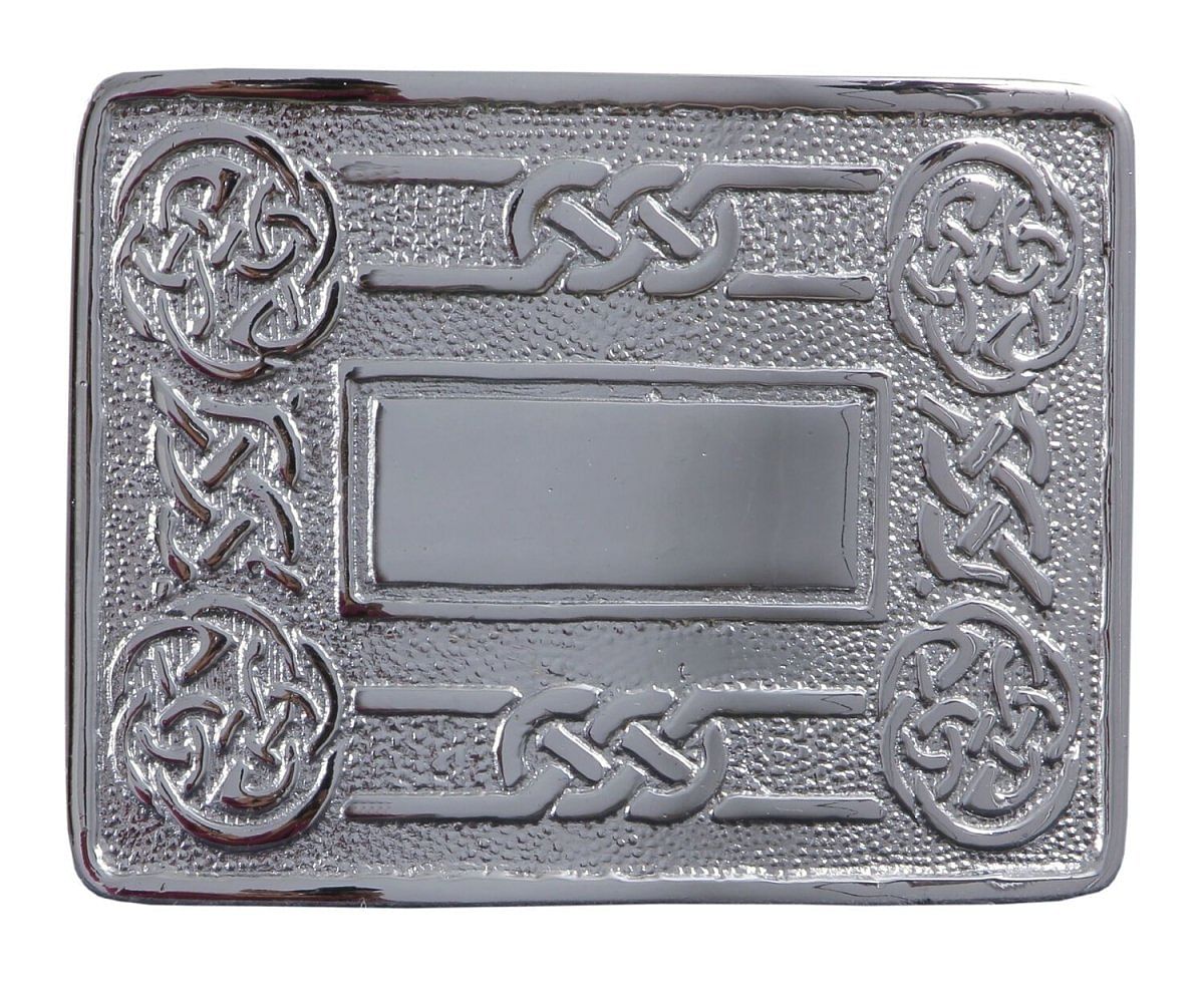 Men's Scottish Kilt Belt Buckles - Celtic Designs Chrome Buckles