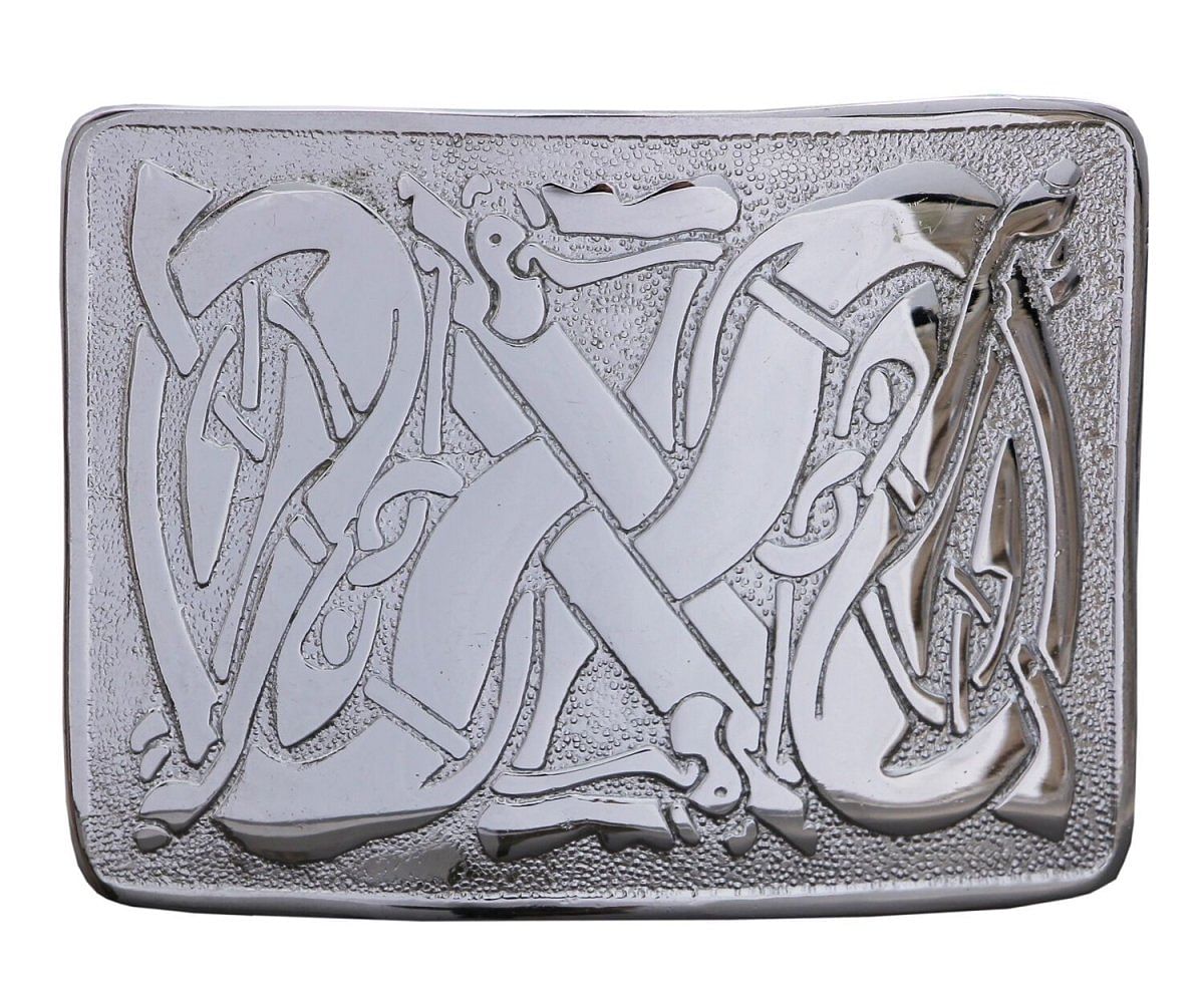 Men's Scottish Kilt Belt Buckles - Celtic Designs Chrome Buckles