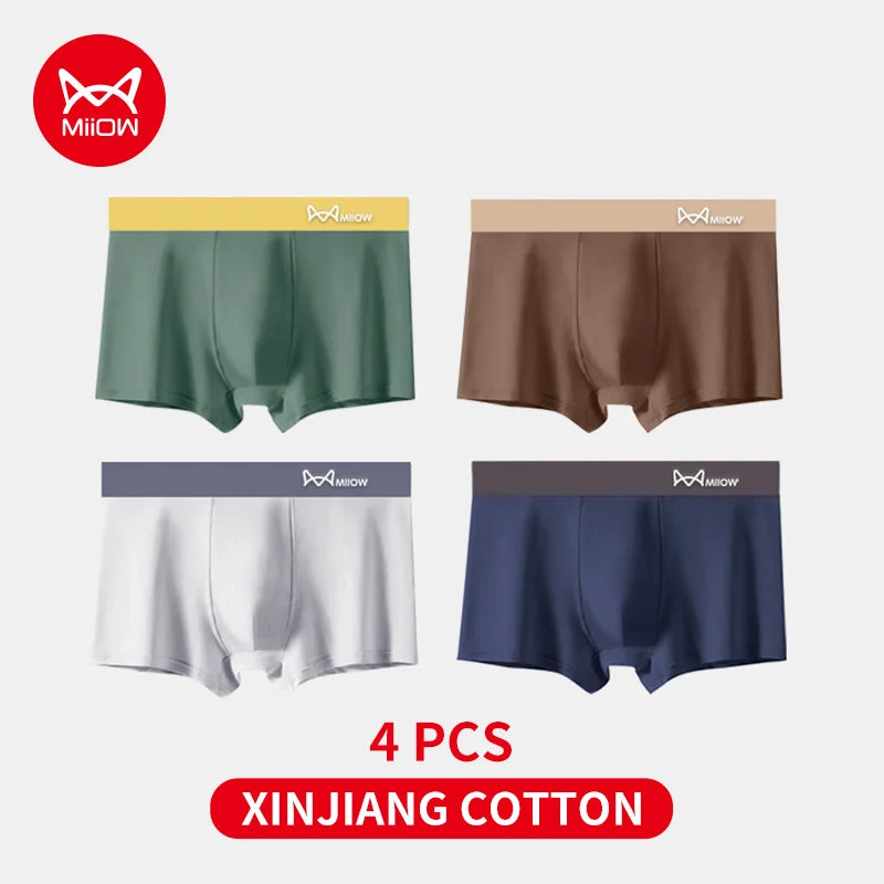 Men’s Seamless Cotton Boxer Briefs 4-Pack – Breathable & Antibacterial | DArtano