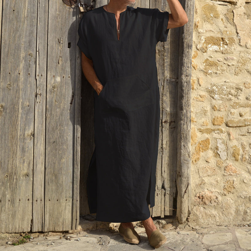 Men's Short Sleeve Long Robe