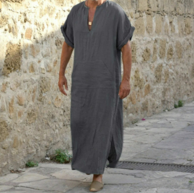 Men's Short Sleeve Long Robe