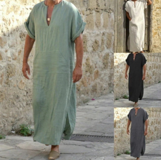 Men's Short Sleeve Long Robe