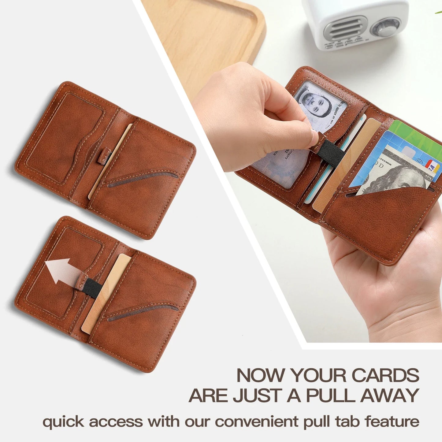 Men’s Slim RFID Wallet – Minimalist PU Leather Card Holder