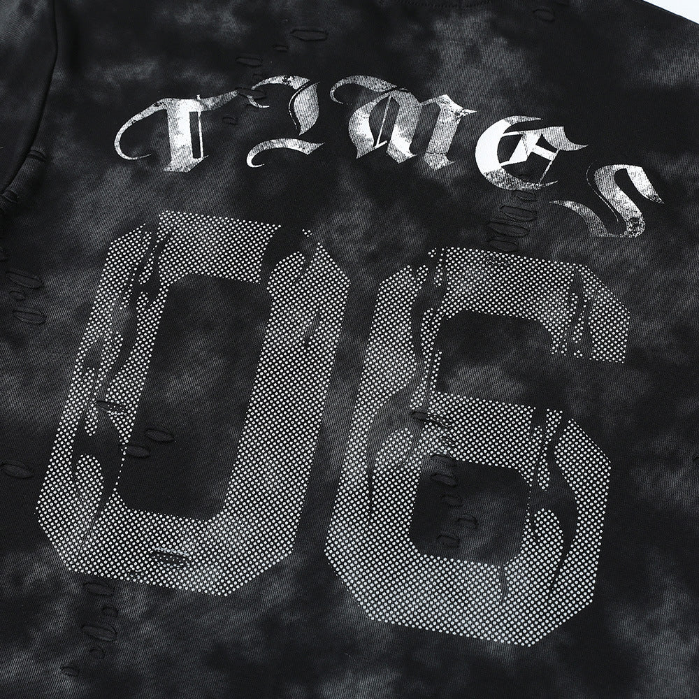 Men's Tie-dyed Letter Print Short-sleeved T-shirt