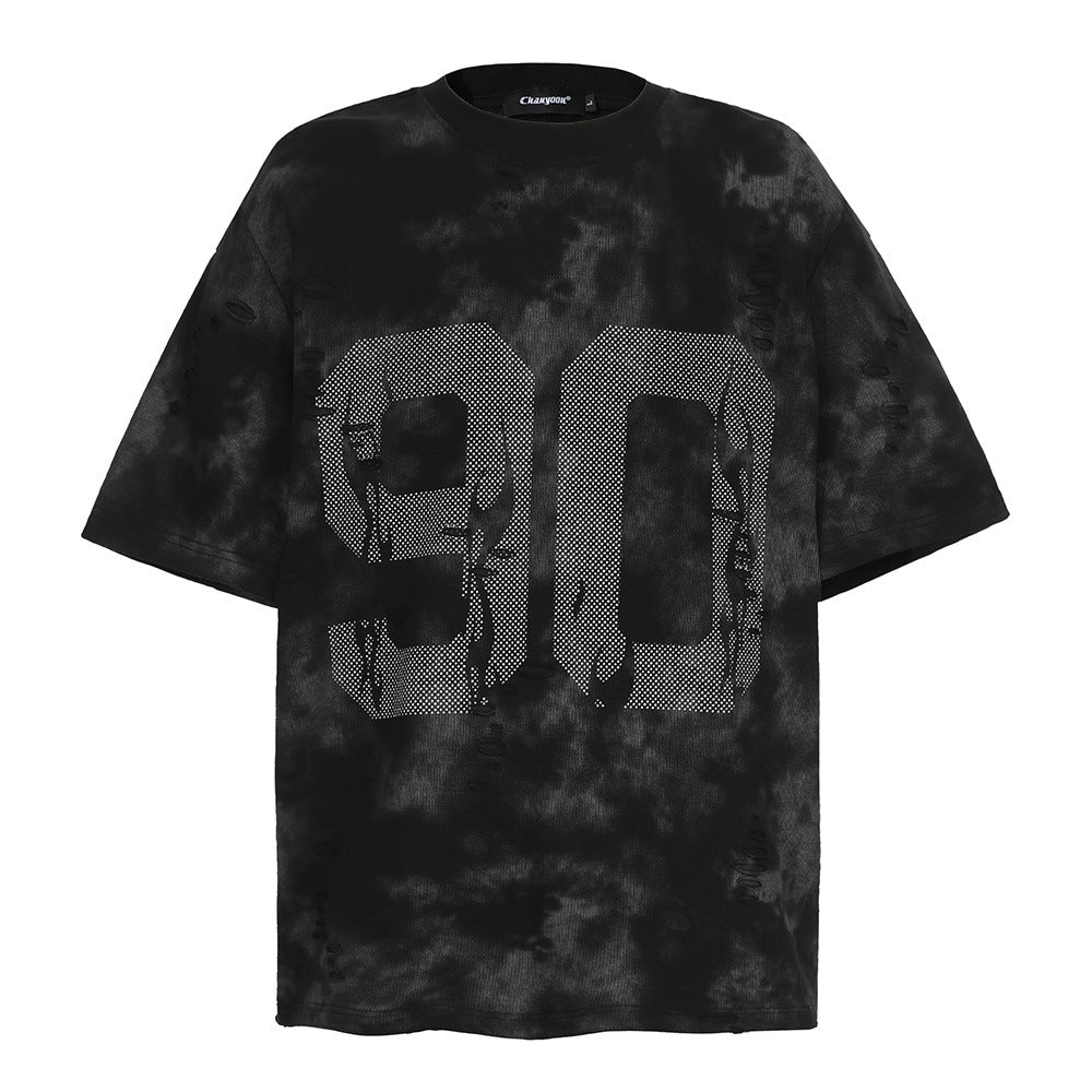 Men's Tie-dyed Letter Print Short-sleeved T-shirt