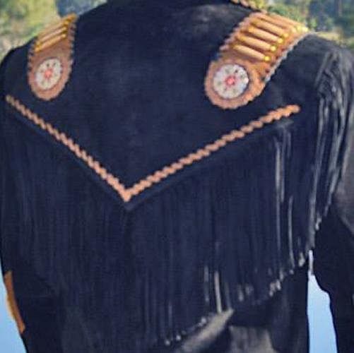 Men's Two Tone Western Fringed King Coat - Hand Beading And Lacing - Extensive Long Fringe