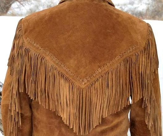 Men's Western Fringed American Buffalo Coat Hair Pipe - Lacing - Extensive Long Fringe