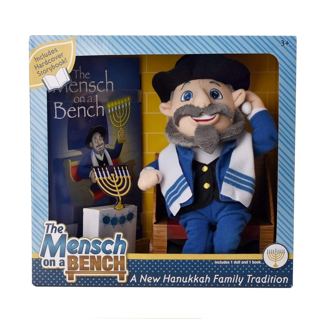 Mensch on a Bench Hanukkah Decor — As Seen on Shark Tank (Hardcover Book + Removable Bench)