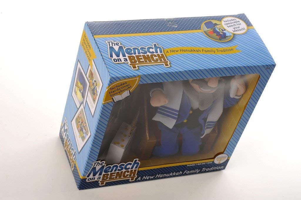 Mensch on a Bench Hanukkah Decor — As Seen on Shark Tank (Hardcover Book + Removable Bench)
