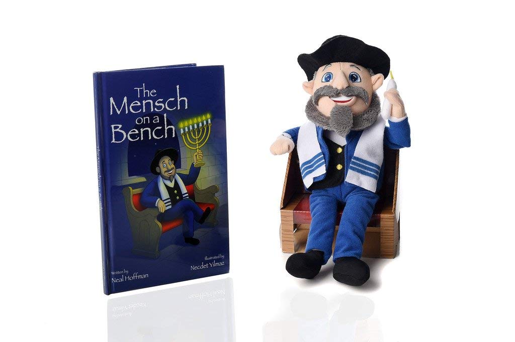 Mensch on a Bench Hanukkah Decor — As Seen on Shark Tank (Hardcover Book + Removable Bench)