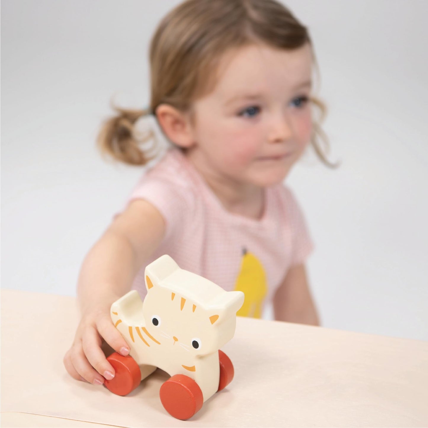 Mentari Kitten on Wheels – Wooden Push Toy for Babies and Toddlers – Develops Motor Skills & Imaginative Play