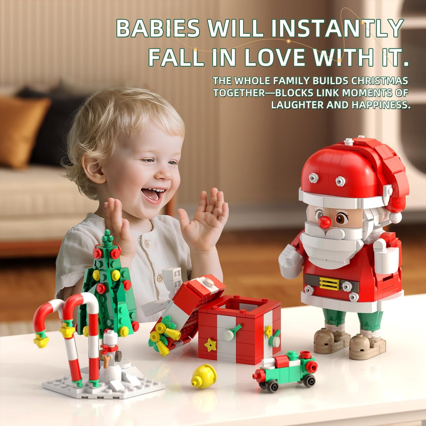 MentoJoy Christmas Building Blocks Set – 750 Pieces (Santa & Train) for Kids 6-12