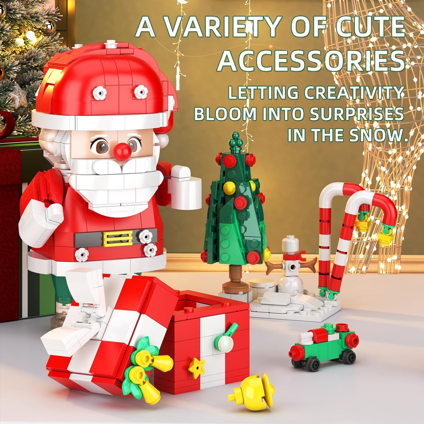 MentoJoy Christmas Building Blocks Set – 750 Pieces (Santa & Train) for Kids 6-12