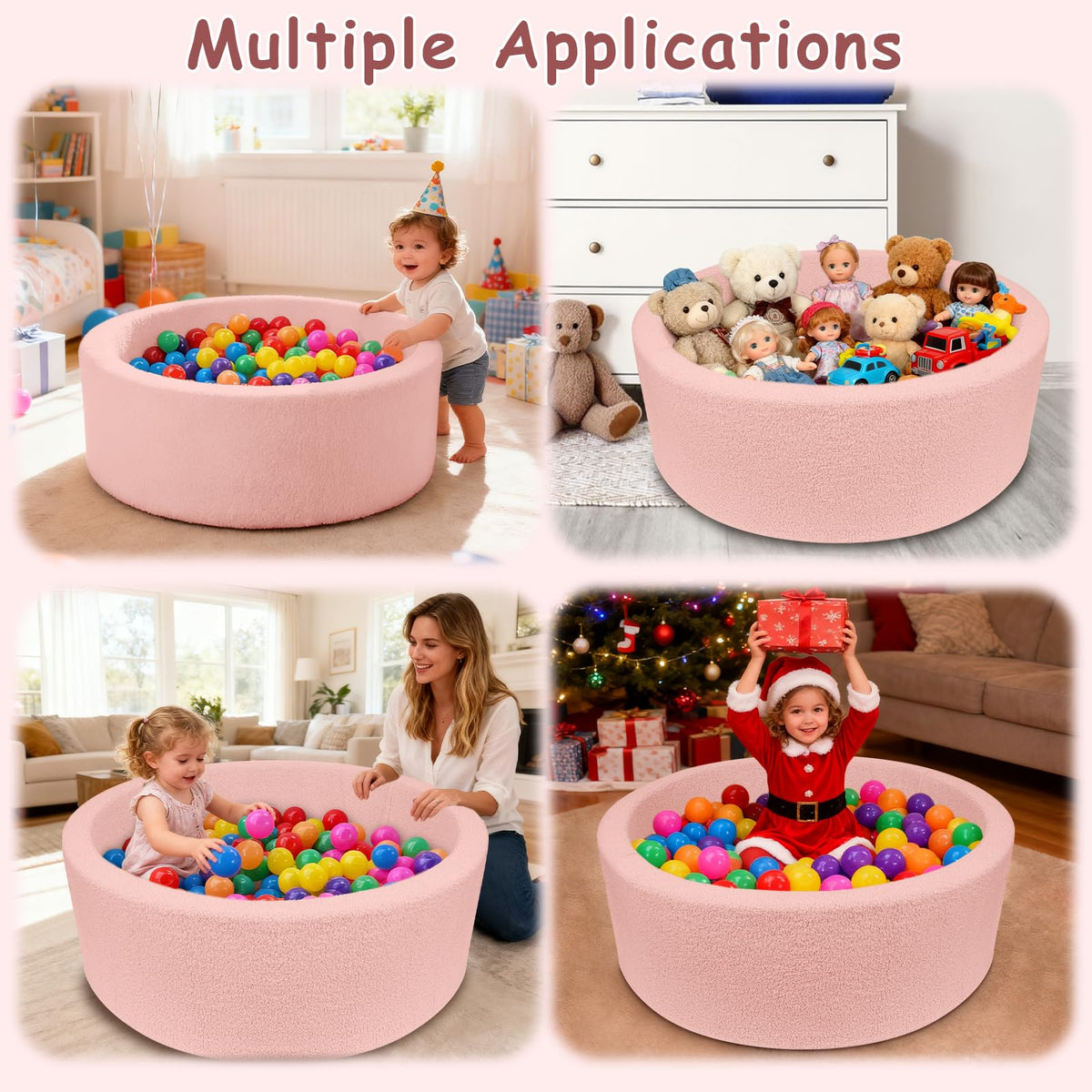 MEOGETY Kids Foam Ball Pit – Safe Teddy Fleece Play Space for Toddlers & Pets