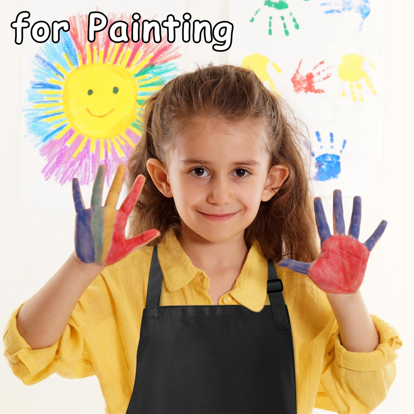 MEOGETY Kids Aprons (2-Pack) Adjustable Pockets Chef Aprons for Cooking, Baking, Painting