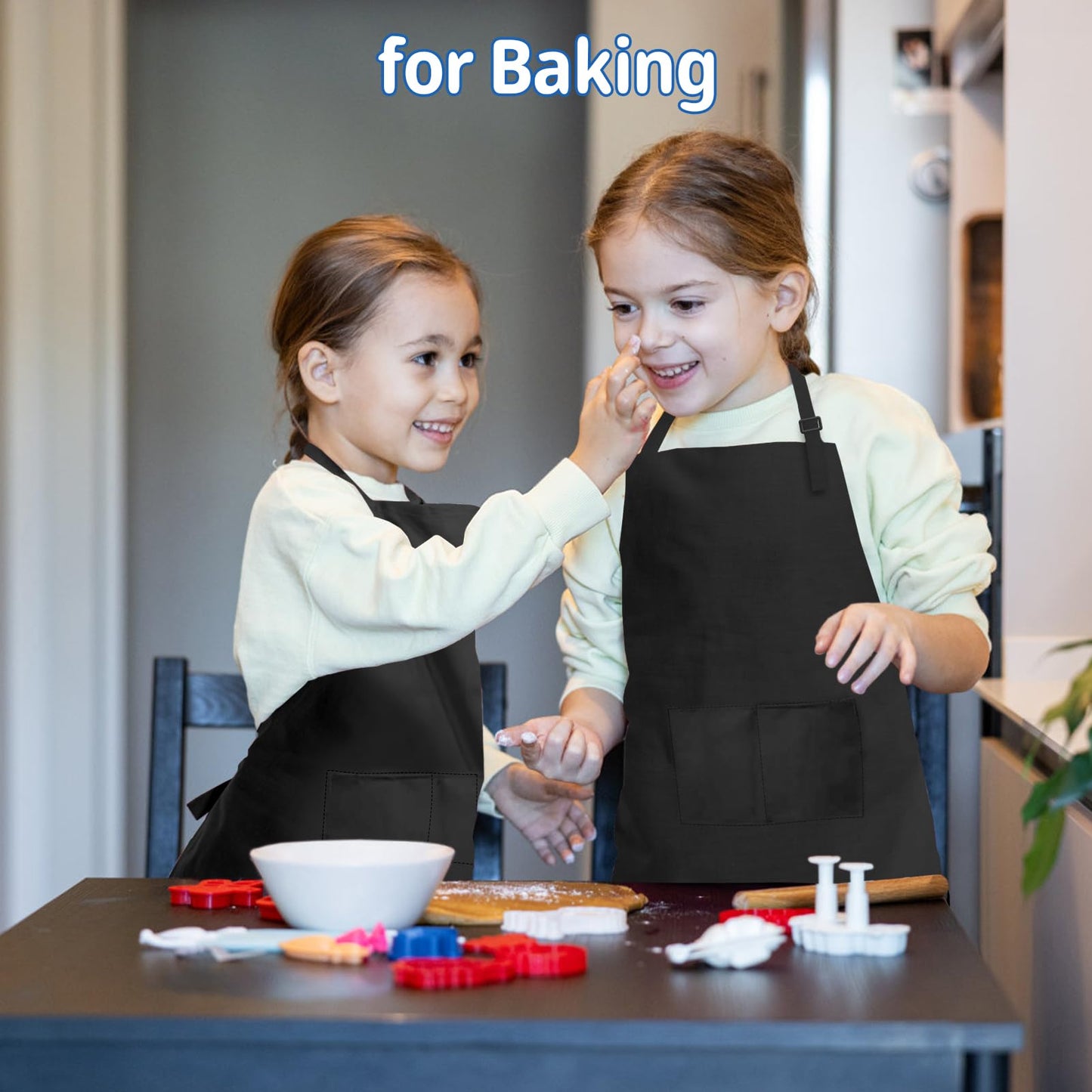 MEOGETY Kids Aprons (2-Pack) Adjustable Pockets Chef Aprons for Cooking, Baking, Painting