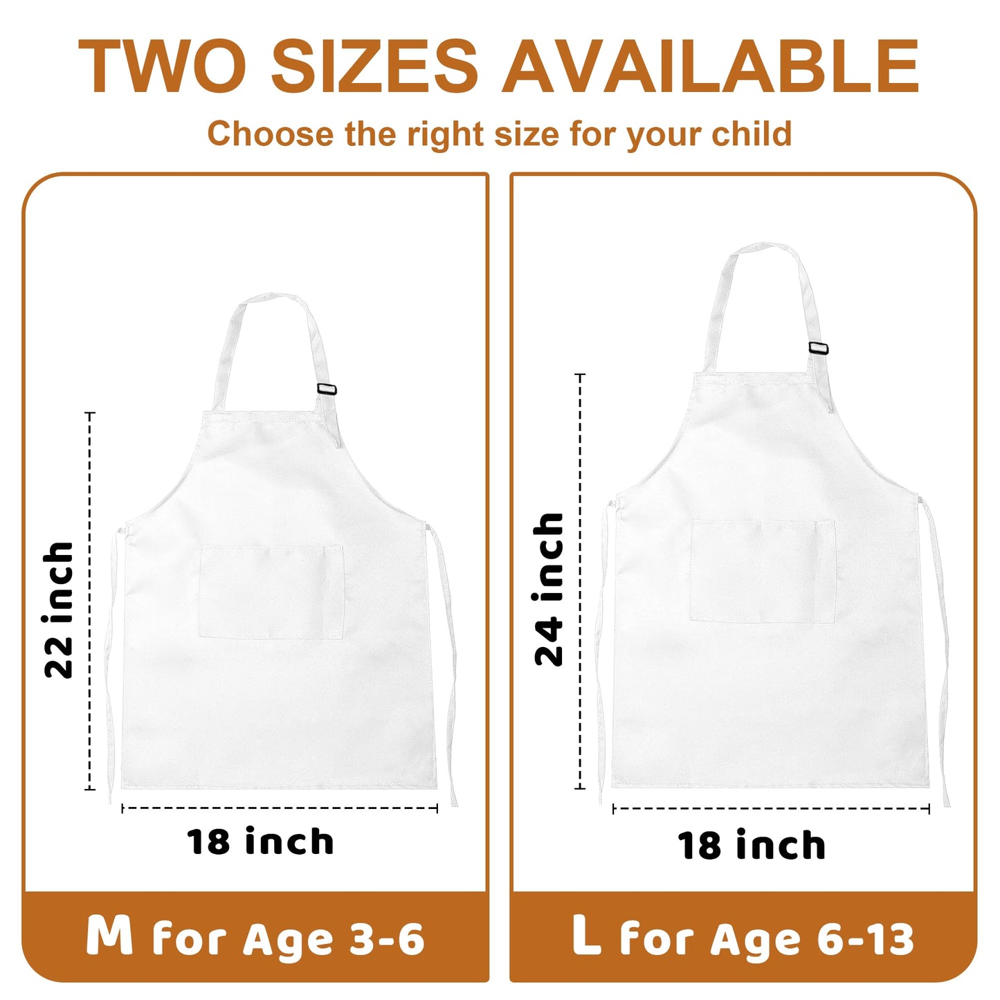 MEOGETY 2-Pack Kids Aprons – Adjustable Chef Aprons with Pockets
