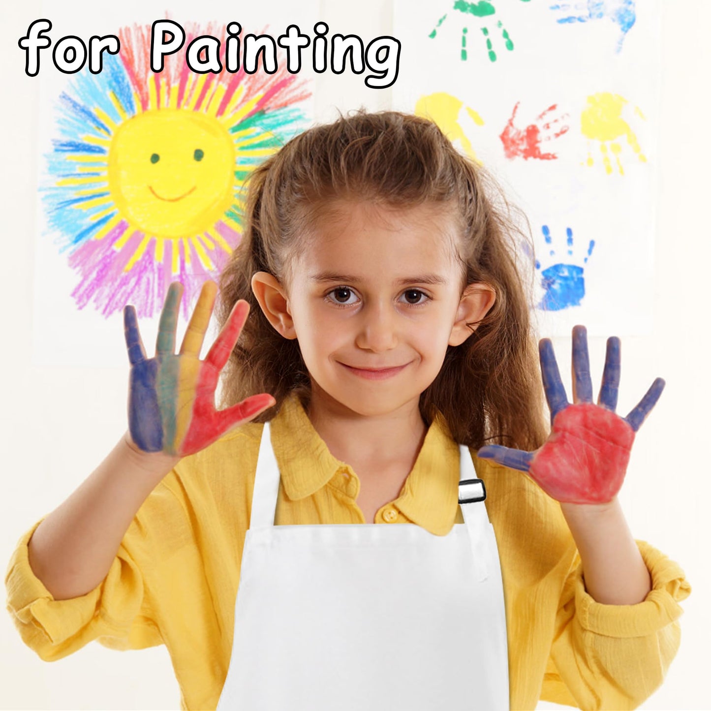 MEOGETY 2Pcs Kids Aprons with Pockets – Adjustable, Two Sizes, Durable