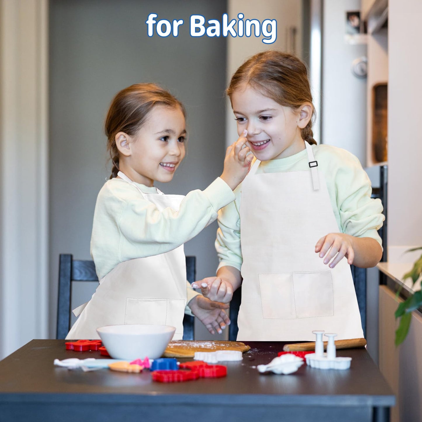 MEOGETY 2Pcs Kids Aprons with Pockets – Adjustable, Two Sizes, Durable